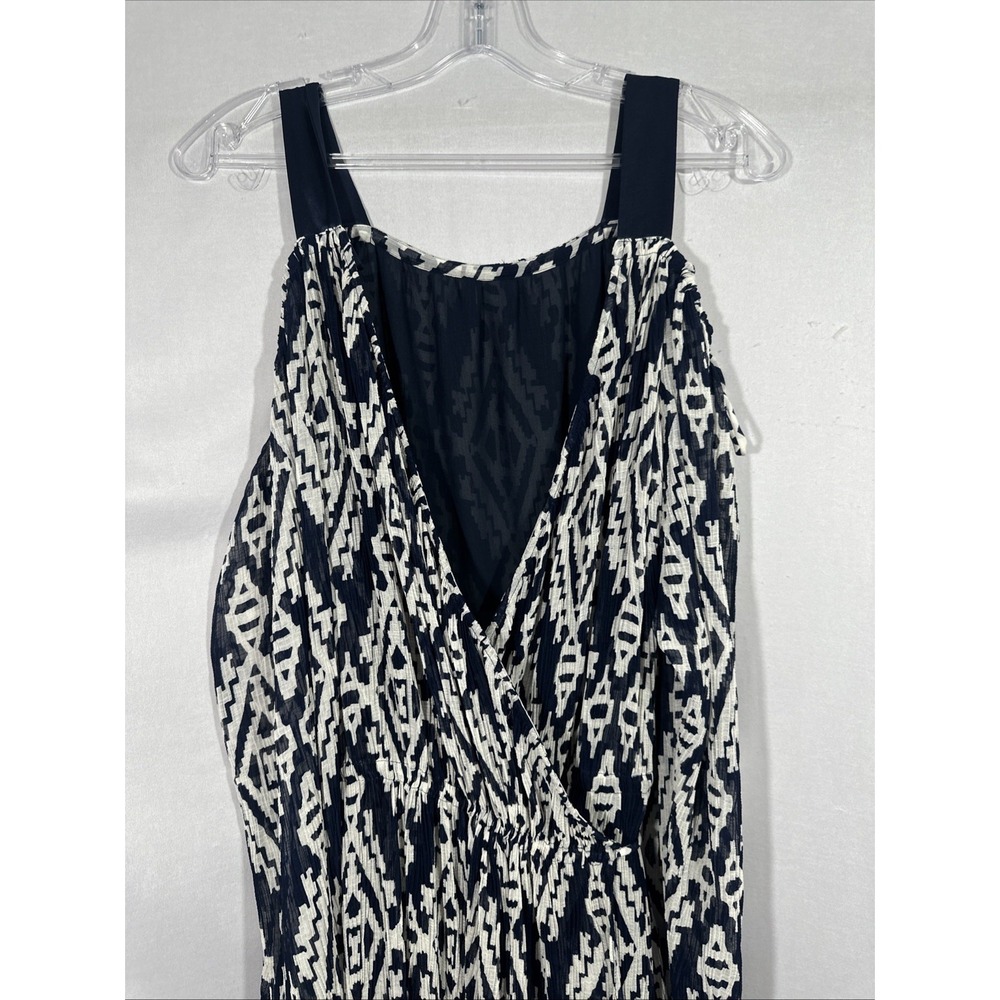 NEW $598 TORY BURCH [ XL ] Katherine Cold Shoulder Pleat Wrap Dress Navy J2198 - Picture 12 of 15